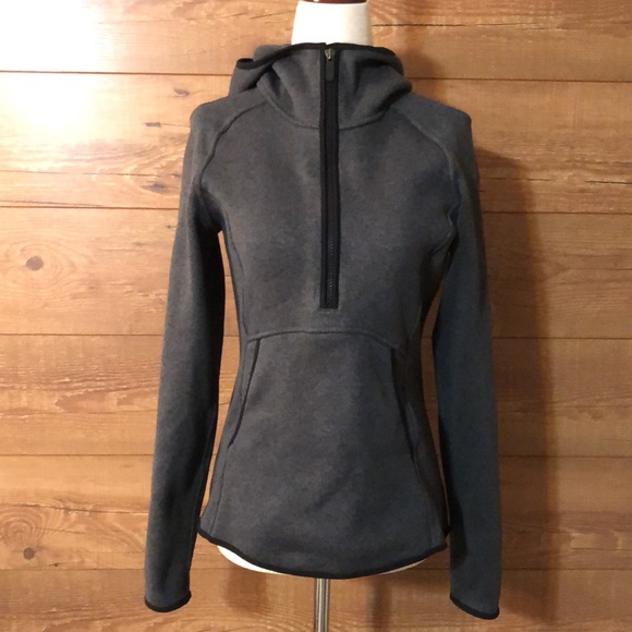 Lululemon Fleece & Thank You 1/2 zip sz 6 dark gray hooded pullover - Picture 2 of 9